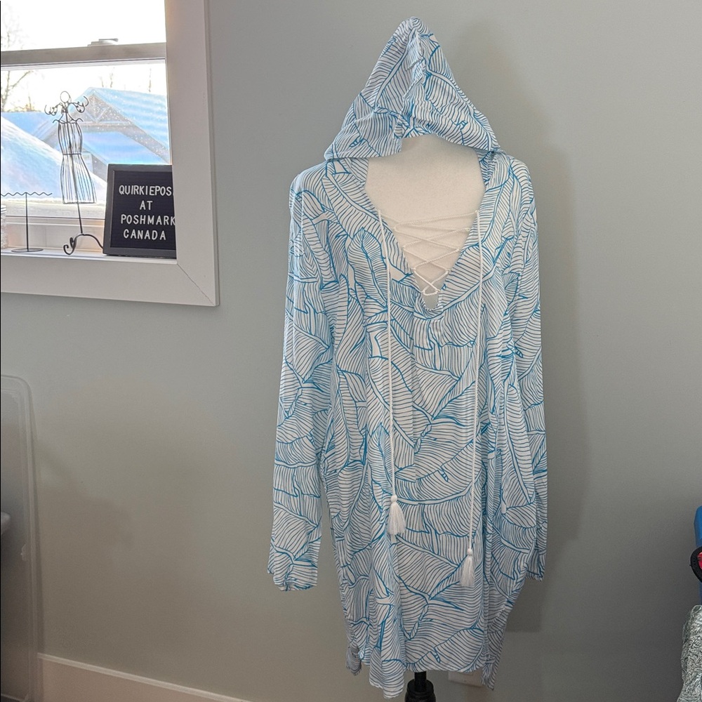Charlie Holiday Leaf Print Beach Cover up/Dress Size XL